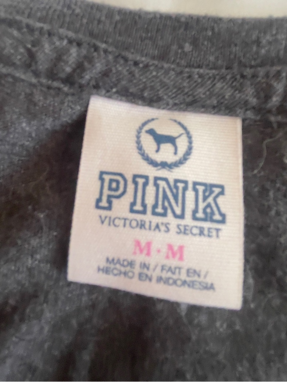 Victoria’s Secret PINK Y2K Sequin Logo Tee Charcoal Gray Lounge Comfy Top - Picture 3 of 3